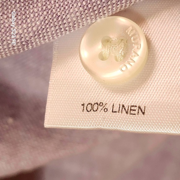 Baird McNutt Linen Murano Slim Fit Short Sleeve Button Up Shirt Mens L Lavender - Picture 7 of 11